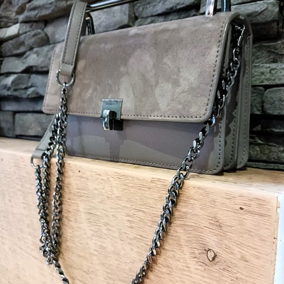 BOTKIER LENNOX Saffiano leather suede gunmetal crossbody bag chic - Picture 4 of 10